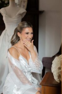 Bride smiling after teeth whitening